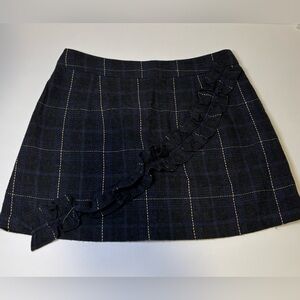 MT Black Plaid Mini Skirt with Ruffle